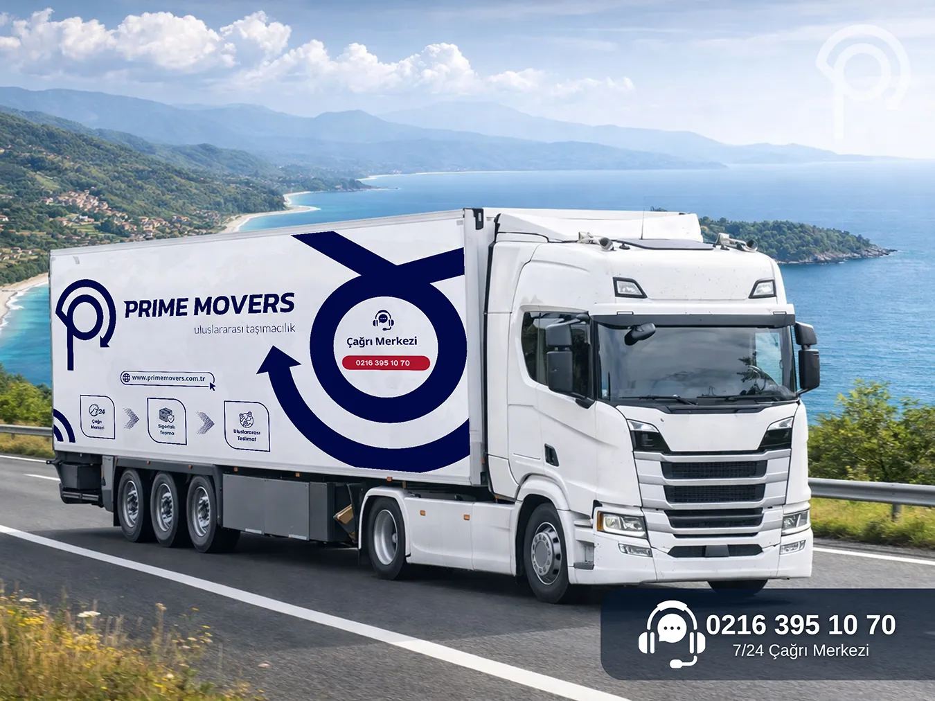 Türkiye'den Belçika'ya ev taşıma hizmeti veren Prime Movers nakliyat tırı karayolunda seyir halindeyken.