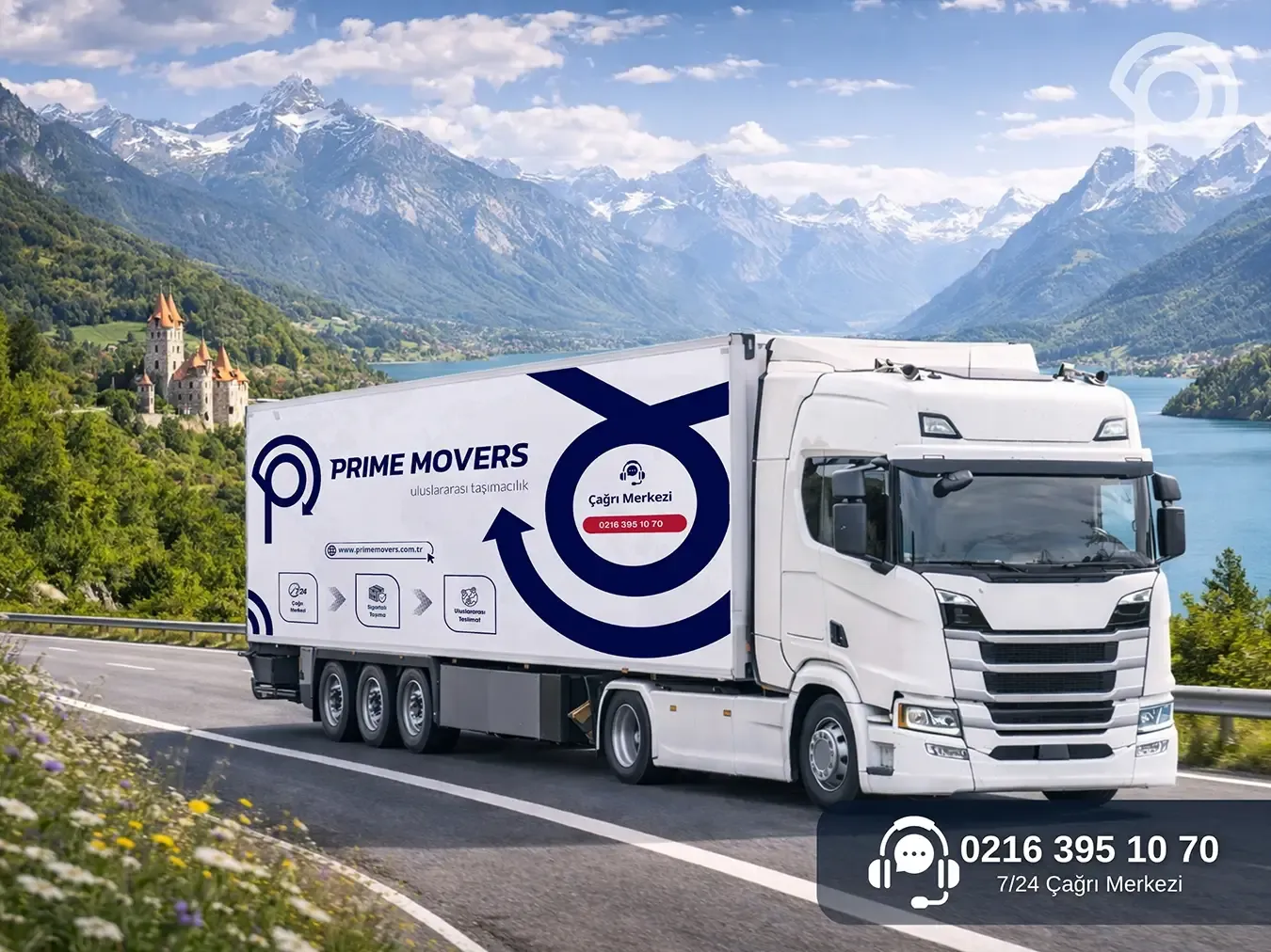 Türkiye’den Çekya’ya ev taşıma hizmeti kapsamında profesyonel lojistik süreçlerini yürüten Prime Movers nakliyat aracı.