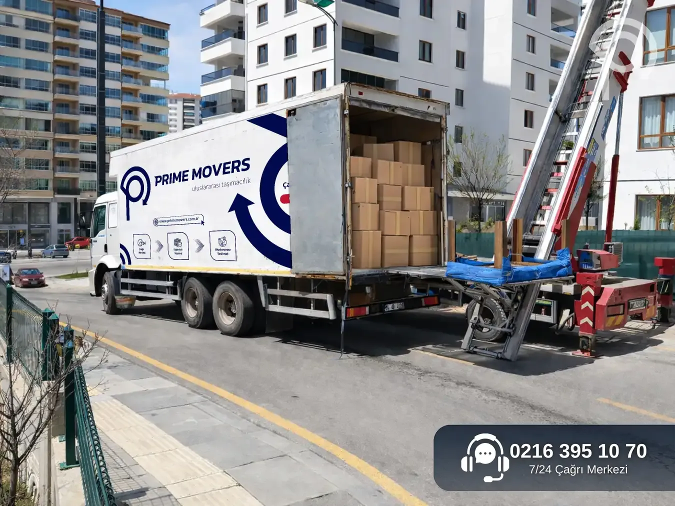 Uluslararası parça eşya taşıma hizmetinde Prime Movers nakliyat aracı ve yükleme süreci