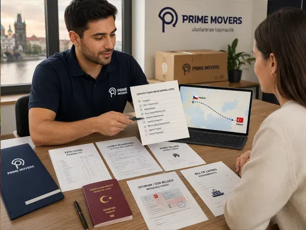 Çekya’ya ev taşıma için gerekli belgeler hakkında Prime Movers belge kontrol danışmanlığı